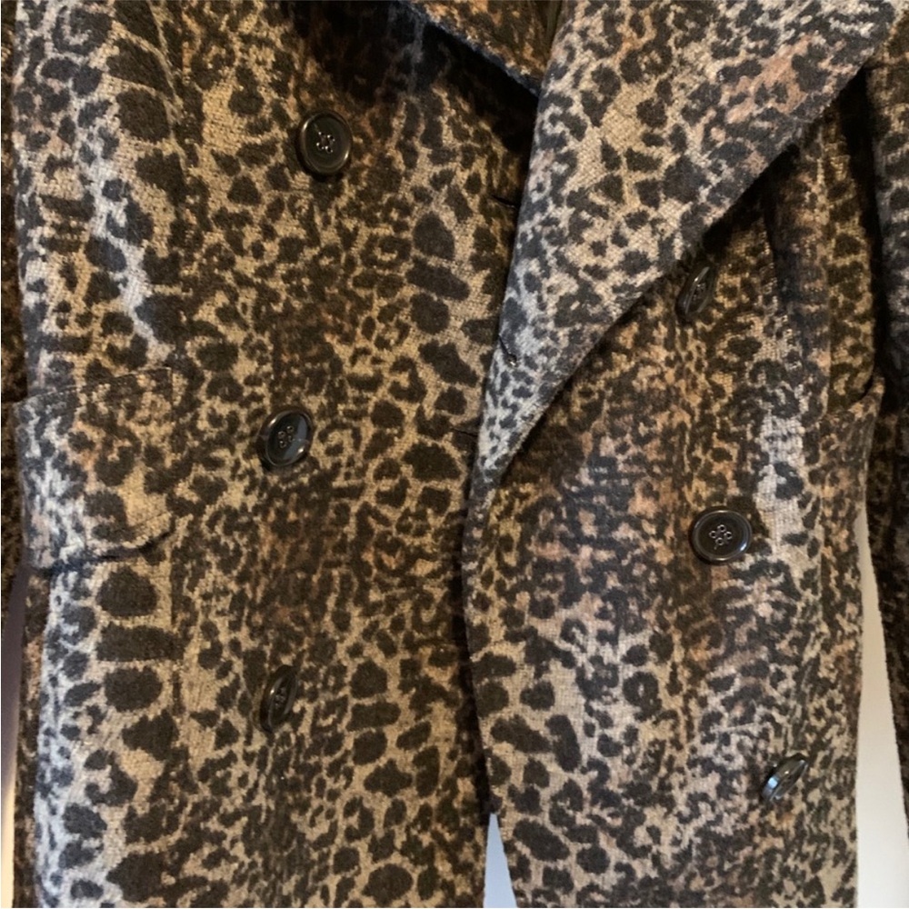 VS leopard pea coat moda international size 0 NWOT - Picture 6 of 8